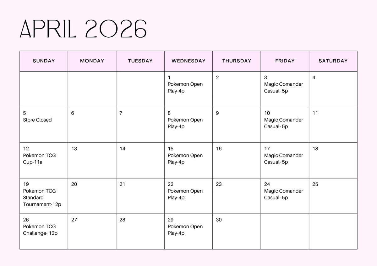 Events for April 2026